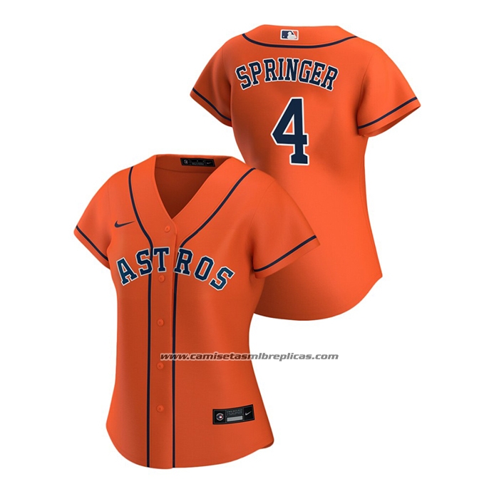Camiseta Beisbol Mujer Houston Astros George Springer 2020 Replica Alterno Naranja